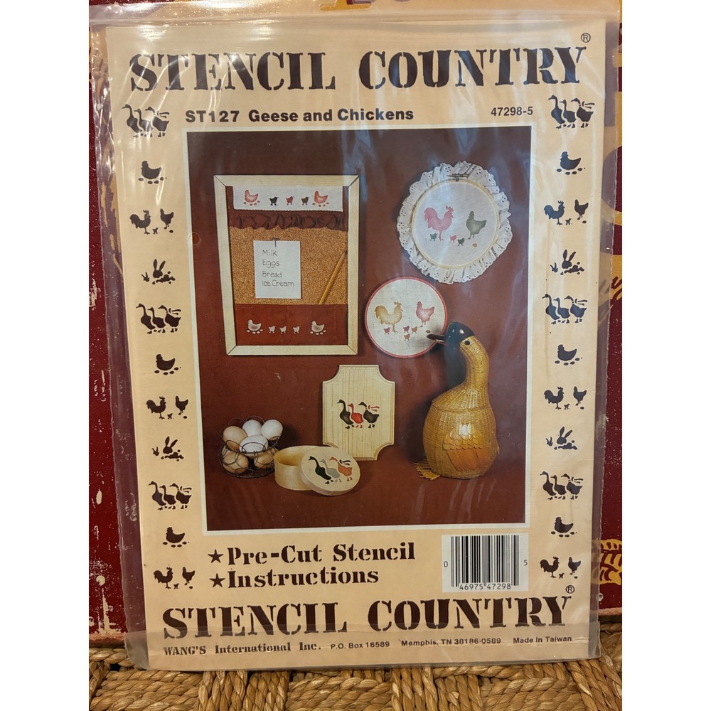 Vintage Stencil Country ST127 Geese & Chickens Pre-Cut Stencil Farmhouse NOS